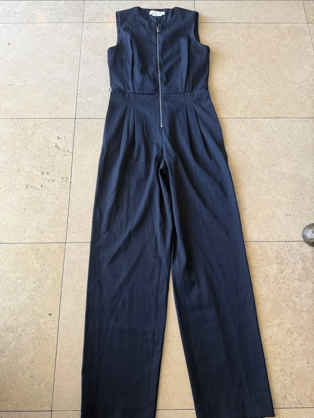Michael Kors Collection Black Sleeveless Zip-Front Wide-Leg Jumpsuit